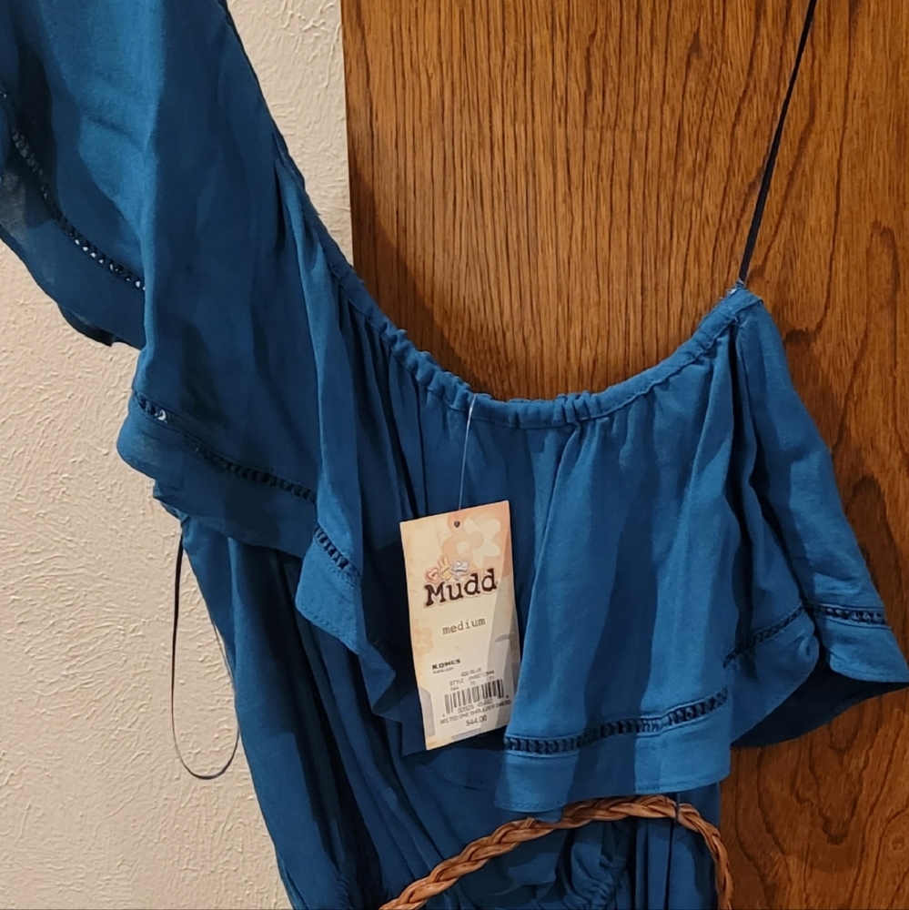 Blue one shoulder dress